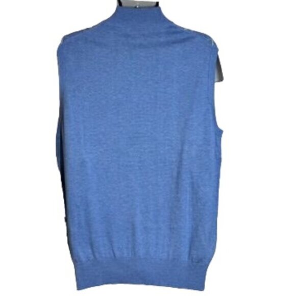 Peter Millar Mens Golf Knit Vest Size L Silk Cashmere Blend 1/4 Zip Argyle Blue‎ - Picture 2 of 6